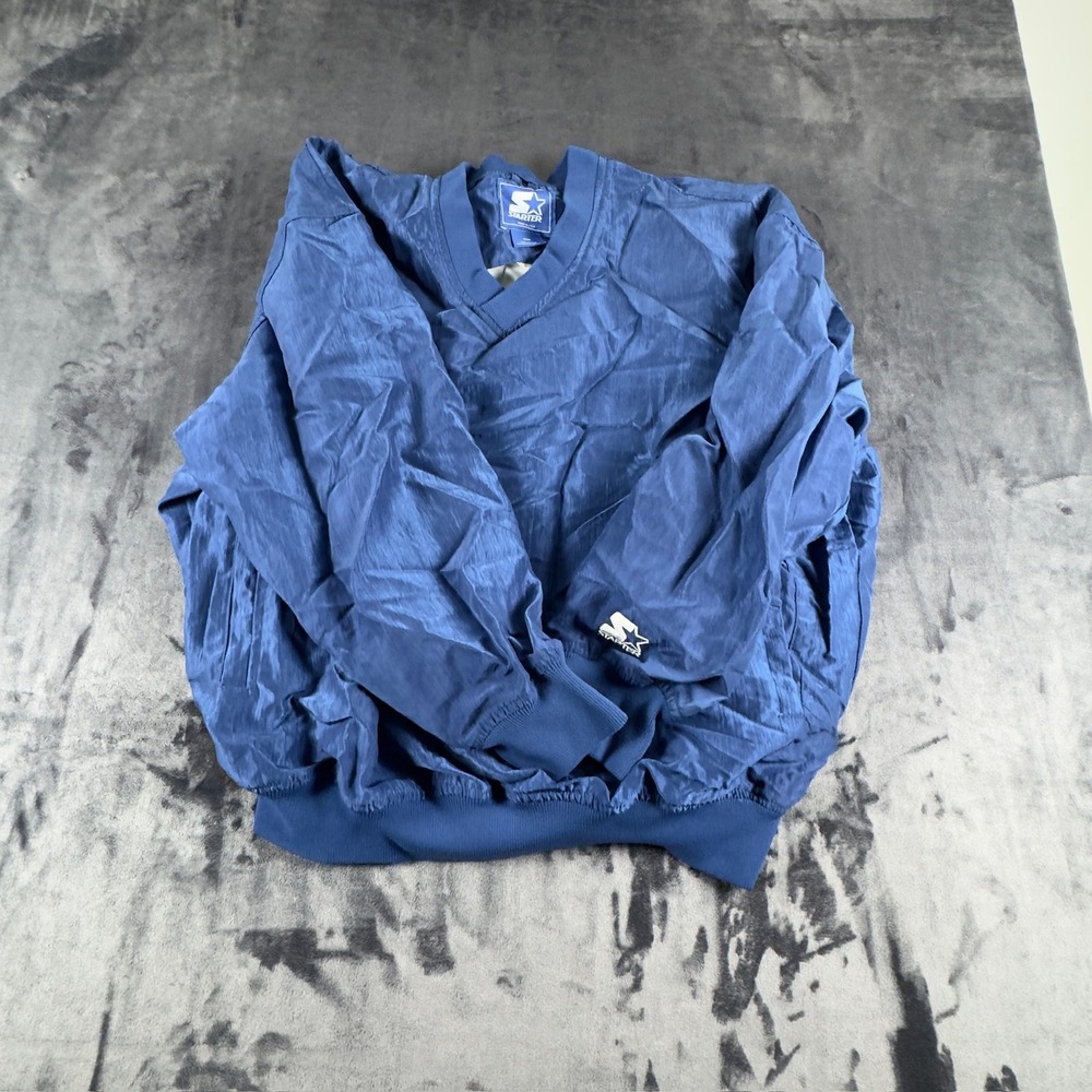 Starter‎ Windbreaker Pullover Mens XXL Blue Vintage V-Neck Nylon Made in USA